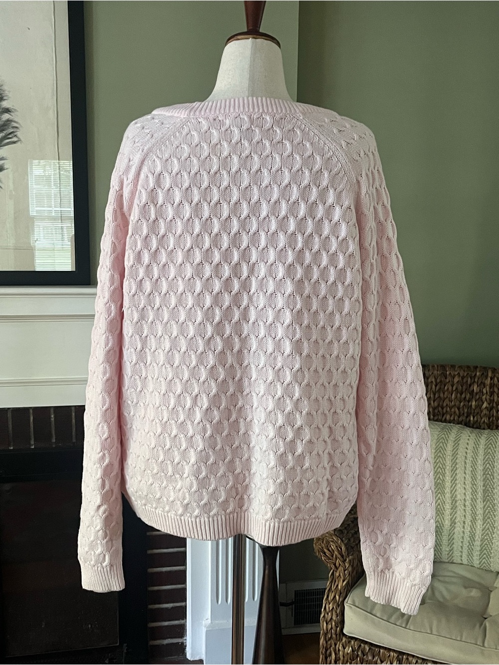 Blush Pink Honeycomb Knit Raglan Sweater - Size XXL - Picture 5 of 7